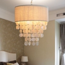 Designer Touch Decorative Contemporary Pendant Light Jellyfish Shells Lighting With Cylinder Lamp Shade