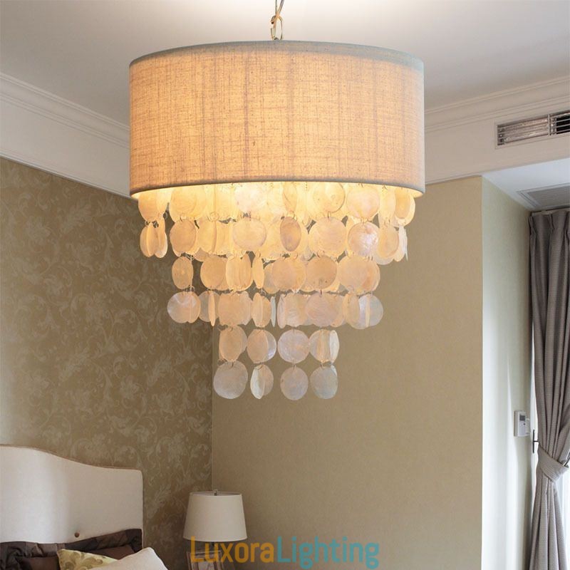 Designer Touch Decorative Contemporary Pendant Light Jellyfish Shells Lighting With Cylinder Lamp Shade
