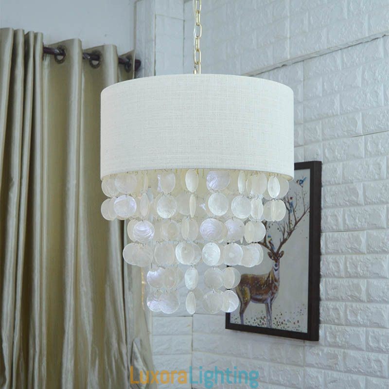 Designer Touch Decorative Contemporary Pendant Light Jellyfish Shells Lighting With Cylinder Lamp Shade