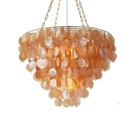 Designer Touch Decorative Natural Shell Chandelier Round Layered Hanging Light Brown Black