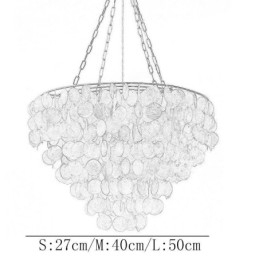 Designer Touch Decorative Natural Shell Chandelier Round Layered Hanging Light Brown Black