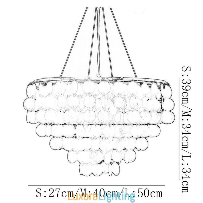 Designer Touch Decorative Capiz Shell Pendant Light Natural Hanging Round Layered Chandelier