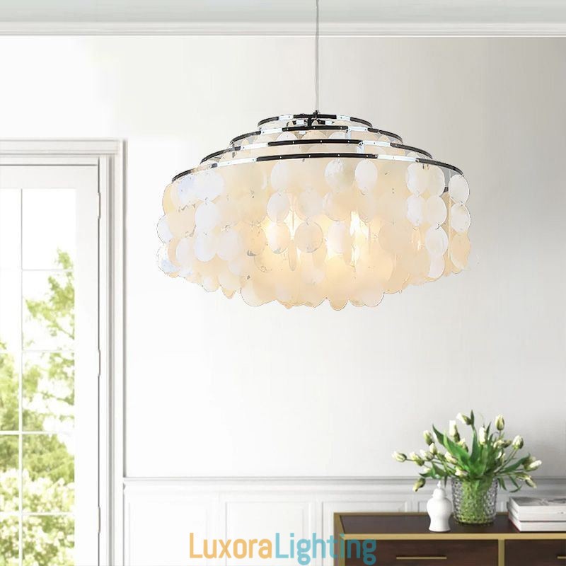 Designer Touch Decorative Modern Raindrop Chandelier White Shell Shade Ceiling Pendant Lighting