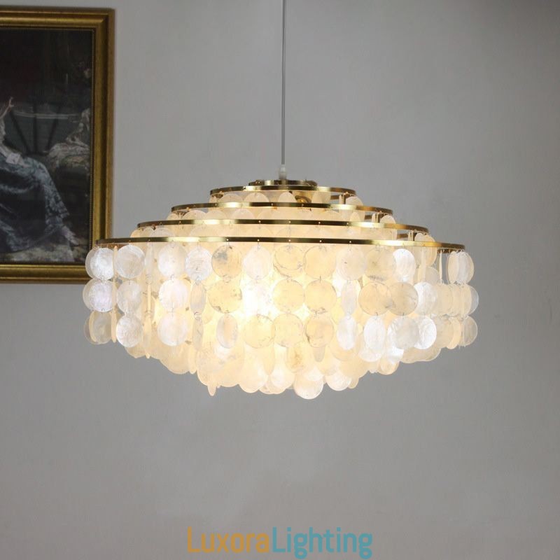 Designer Touch Decorative Modern Raindrop Chandelier White Shell Shade Ceiling Pendant Lighting