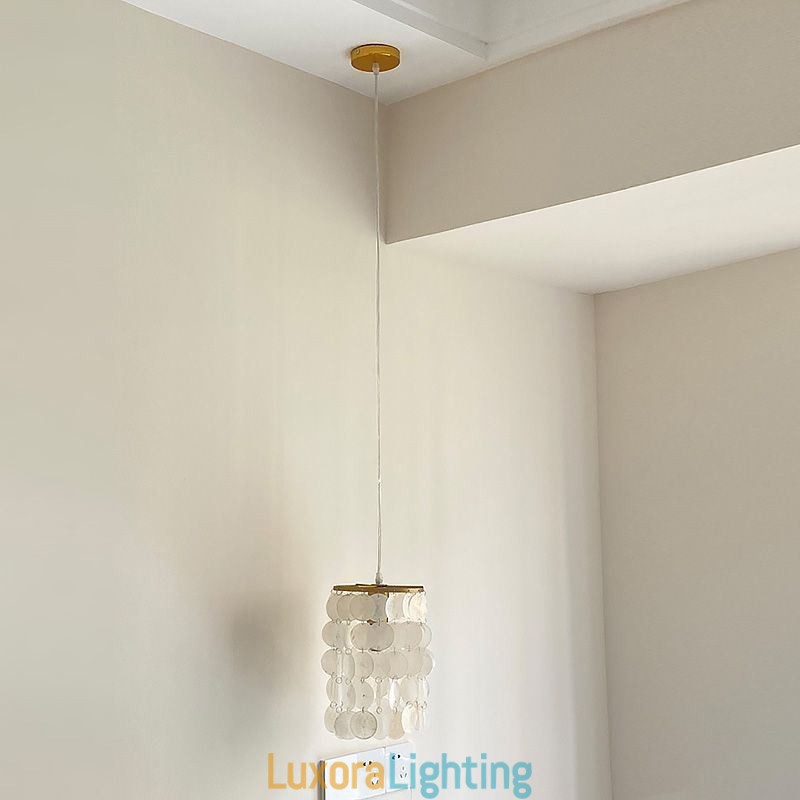 Designer Touch Decorative Modern Capiz Pendant Light Contemporary Mini Hanging Ceiling Lighting Dining