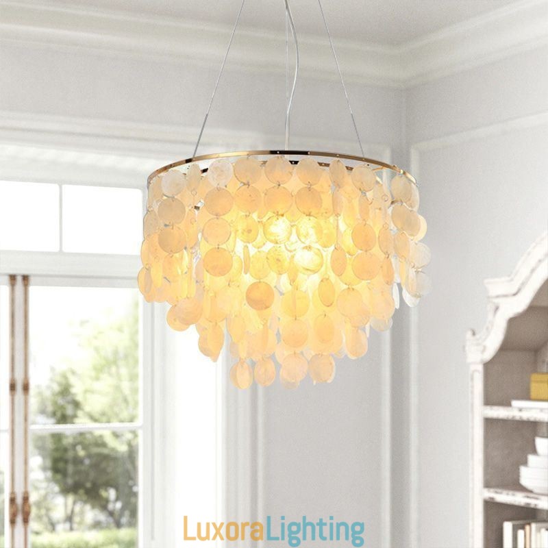 Designer Touch Decorative Modern White Shell Ceiling Light Fixture Pendant Light Chandelier