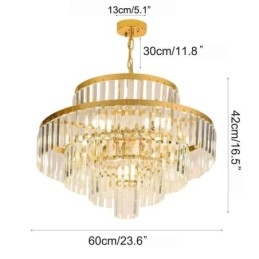 Designer Touch Decorative Gold Crystal Pendant Light 4 Tiers Ceiling Lighting 7 Lights