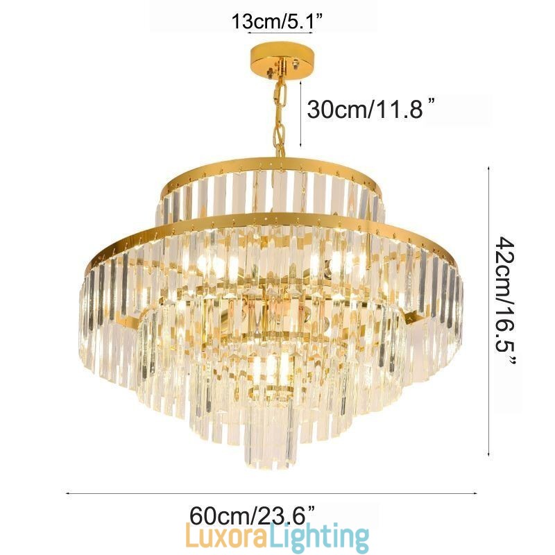 Designer Touch Decorative Gold Crystal Pendant Light 4 Tiers Ceiling Lighting 7 Lights