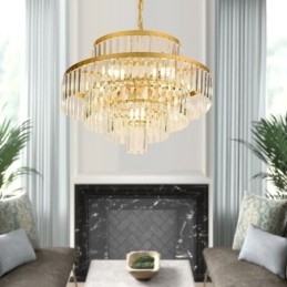 Designer Touch Decorative Gold Crystal Pendant Light 4 Tiers Ceiling Lighting 7 Lights