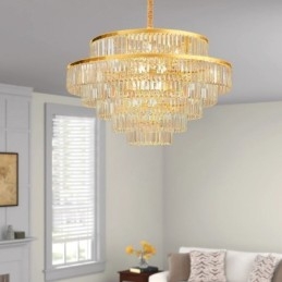 Designer Touch Decorative Gold Crystal Pendant Light 5 Tiers Ceiling Lighting 7 Lights