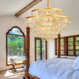 Designer Touch Decorative Gold Crystal Pendant Light 5 Tiers Ceiling Lighting 7 Lights