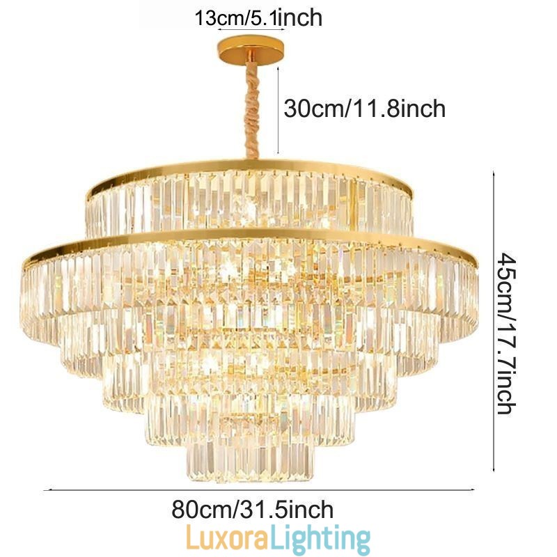 Designer Touch Decorative Gold Crystal Pendant Light 5 Tiers Ceiling Lighting 7 Lights