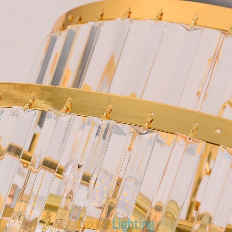 Designer Touch Decorative Gold Crystal Pendant Light 5 Tiers Ceiling Lighting 7 Lights