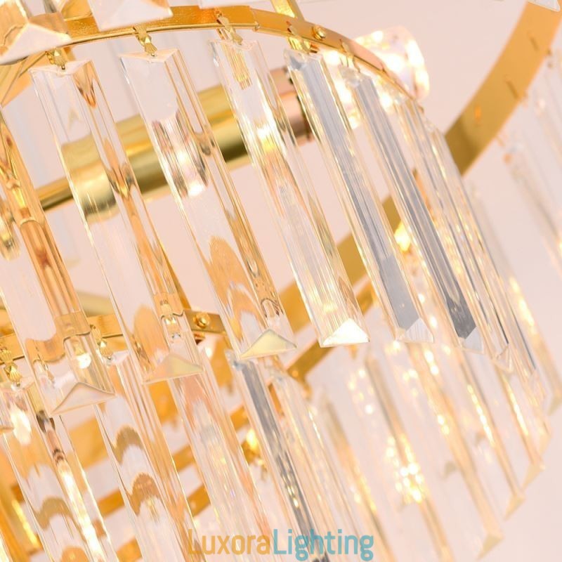 Designer Touch Decorative Gold Crystal Pendant Light 5 Tiers Ceiling Lighting 7 Lights