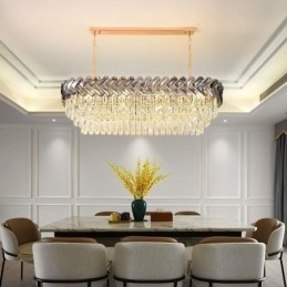 Designer Touch Decorative European Crystal Pendant Light Luxury Oval Ceiling Light