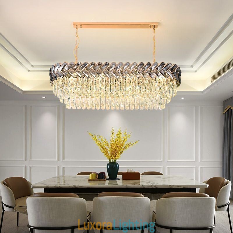 Designer Touch Decorative European Crystal Pendant Light Luxury Oval Ceiling Light