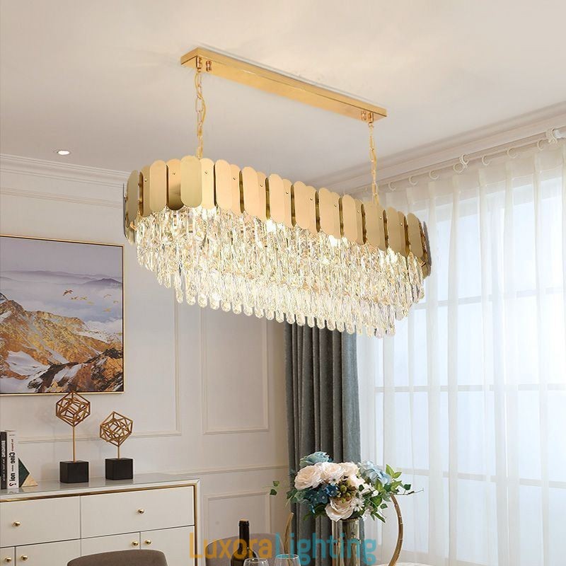 Designer Touch Decorative Crystal Pendant Light Luxury Oval Ceiling Light