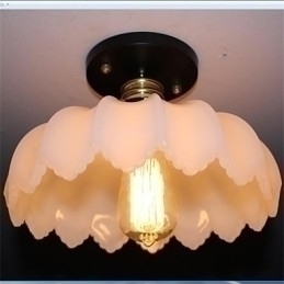 Designer Touch Decorative Imitation Jade Glass Retro 1 Head Lotus Ceiling Light