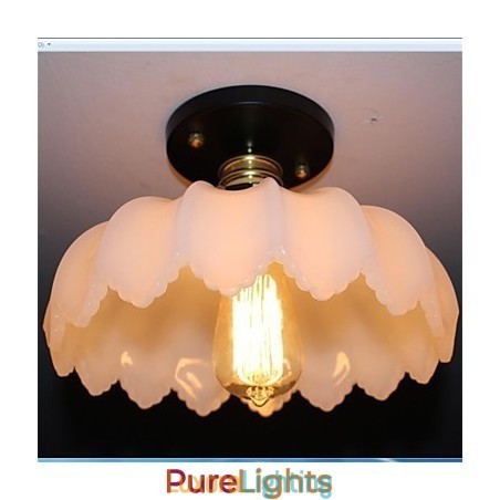 Designer Touch Decorative Imitation Jade Glass Retro 1 Head Lotus Ceiling Light