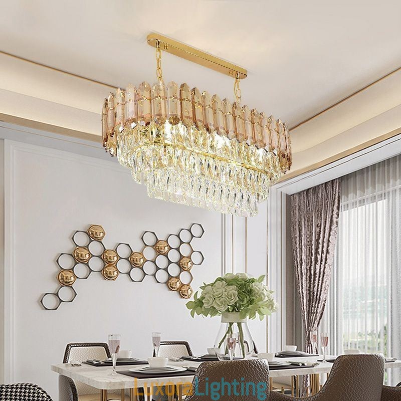 Designer Touch Decorative Modern Crystal Pendant Light Luxury Oval Ceiling Light