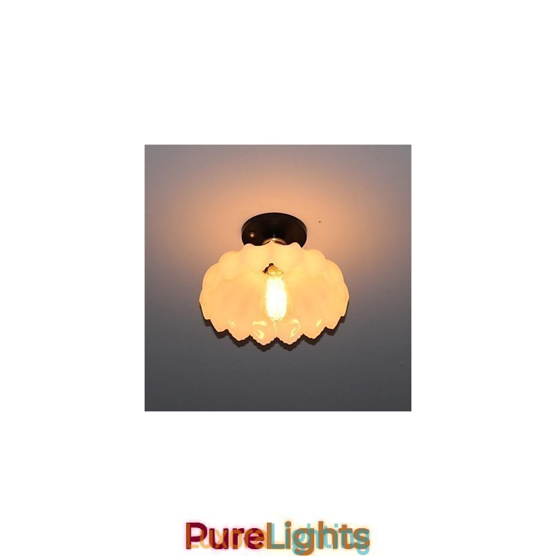 Designer Touch Decorative Imitation Jade Glass Retro 1 Head Lotus Ceiling Light