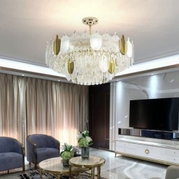 Designer Touch Decorative Luxurious Leaf Pendant Light Crystal Ceiling Light Fixture