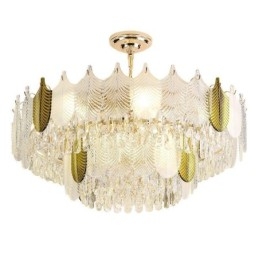 Designer Touch Decorative Luxurious Leaf Pendant Light Crystal Ceiling Light Fixture