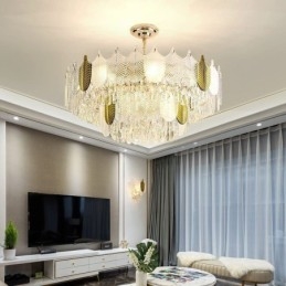 Designer Touch Decorative Luxurious Leaf Pendant Light Crystal Ceiling Light Fixture
