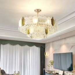 Designer Touch Decorative Luxurious Leaf Pendant Light Crystal Ceiling Light Fixture