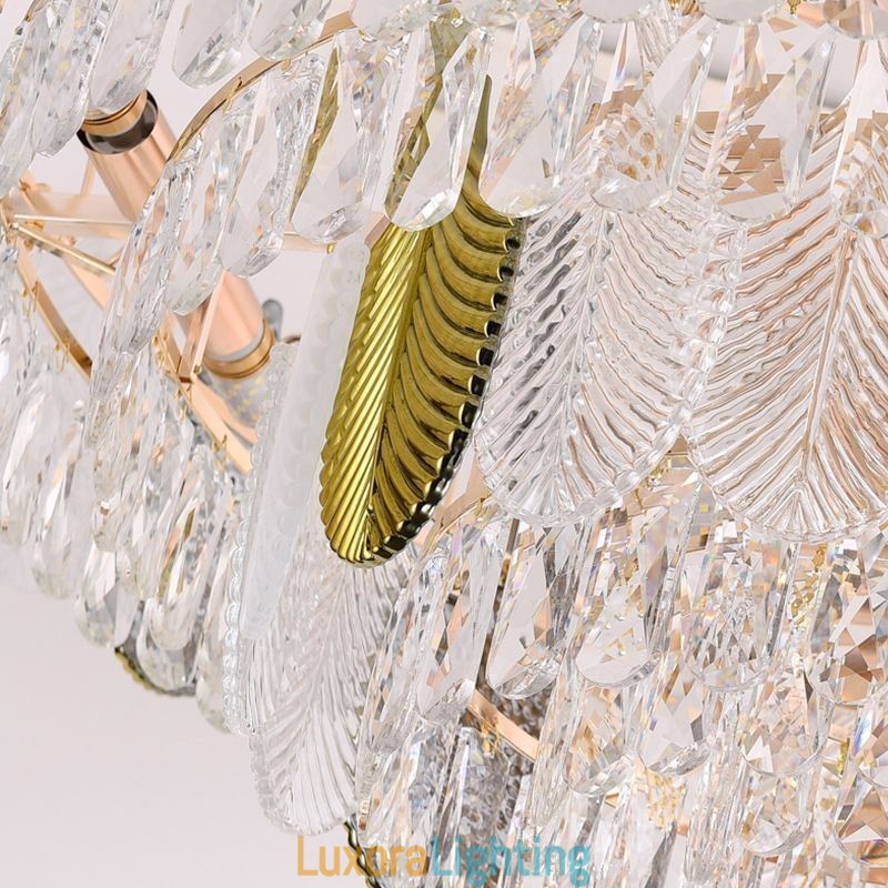 Designer Touch Decorative Luxurious Leaf Pendant Light Crystal Ceiling Light Fixture