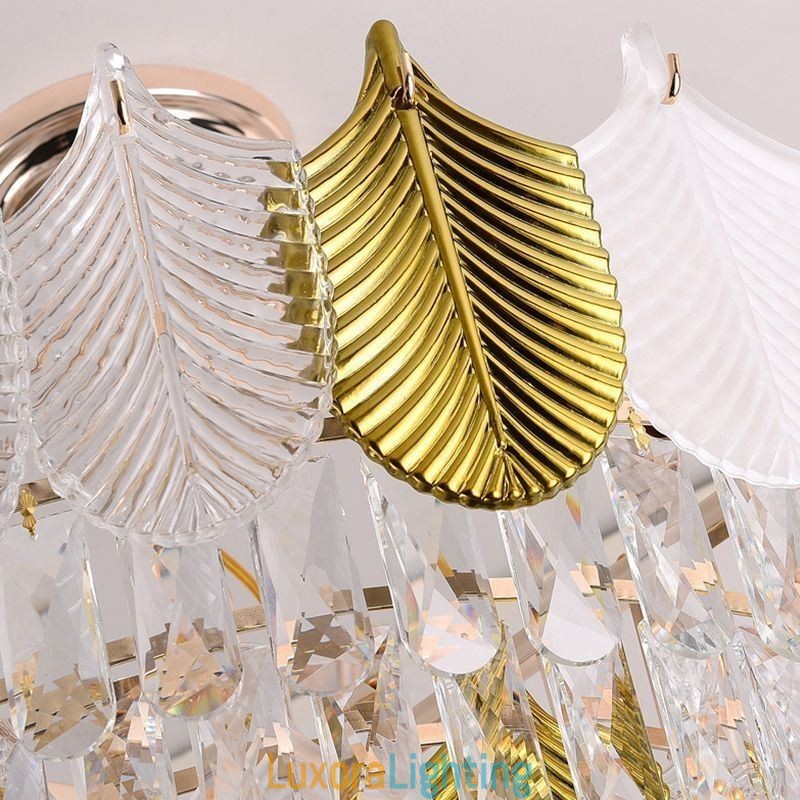 Designer Touch Decorative Luxurious Leaf Pendant Light Crystal Ceiling Light Fixture