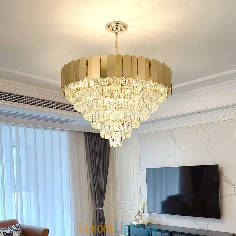 Designer Touch Decorative Modern Elegant Crystal Pendant Light Conical Ceiling Lamp