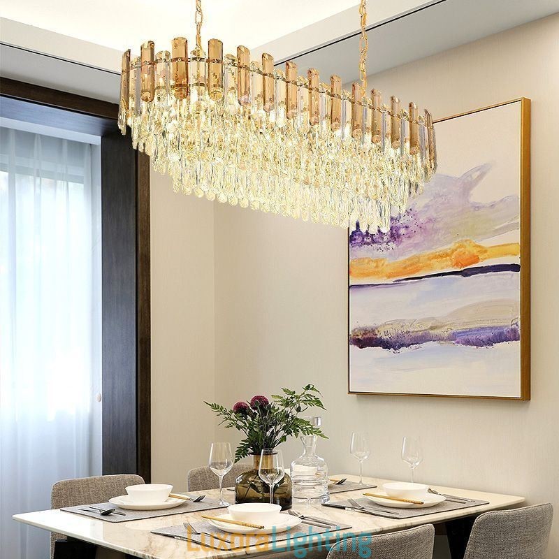 Designer Touch Decorative Modern Crystal Pendant Light Oval Ceiling Light Fixture