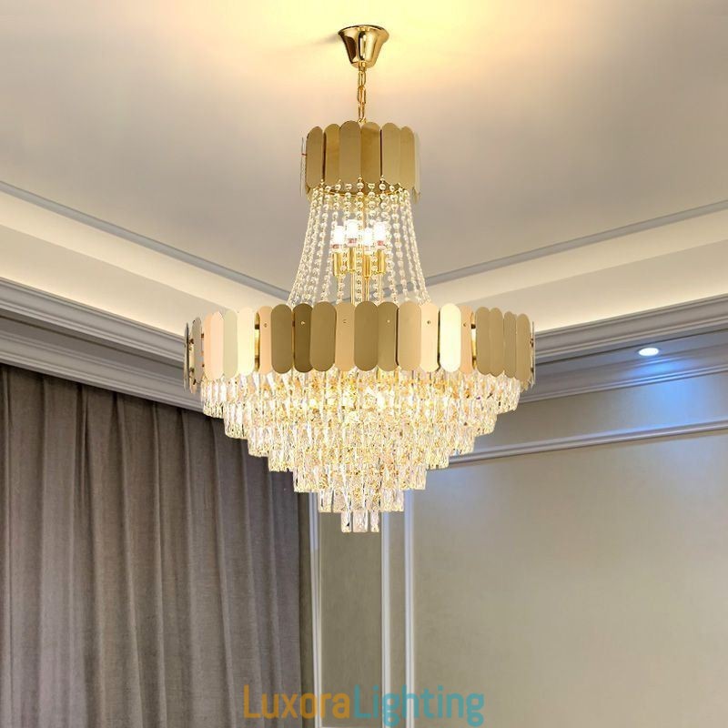 Designer Touch Decorative Modern Crystal Gold K9 Hanging Pendant Ceiling Light