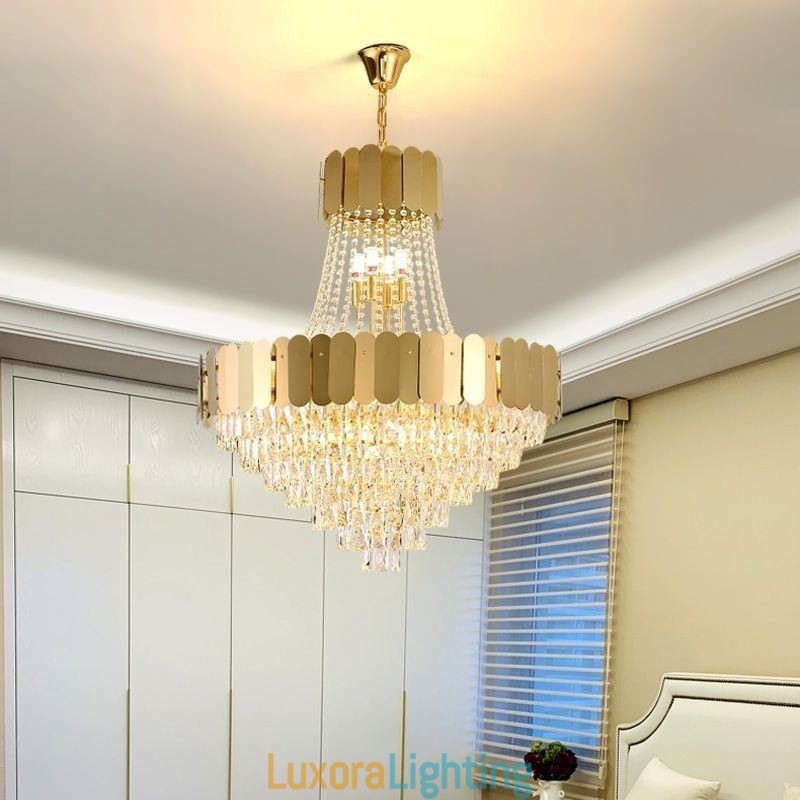 Designer Touch Decorative Modern Crystal Gold K9 Hanging Pendant Ceiling Light