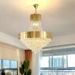 Designer Touch Decorative Modern Crystal Gold K9 Hanging Pendant Ceiling Light