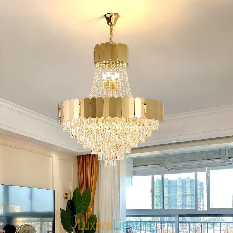 Designer Touch Decorative Modern Crystal Gold K9 Hanging Pendant Ceiling Light