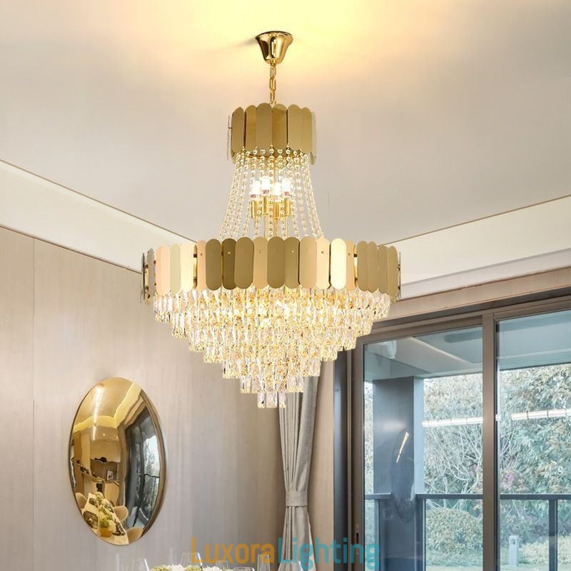 Designer Touch Decorative Modern Crystal Gold K9 Hanging Pendant Ceiling Light