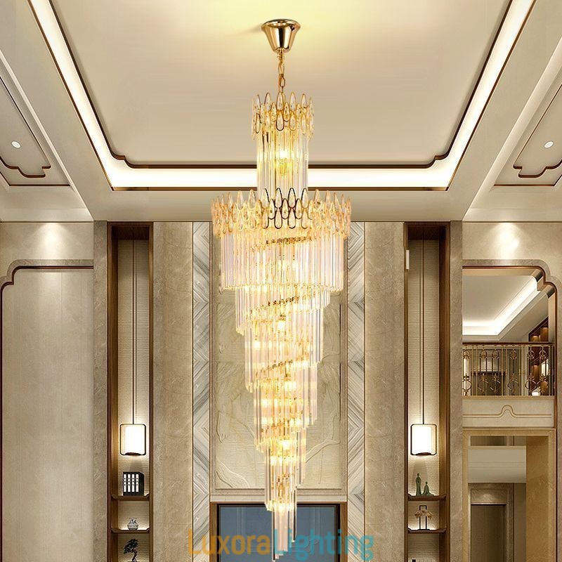 Designer Touch Decorative European Crystal High Ceiling Pendant Light Stairs