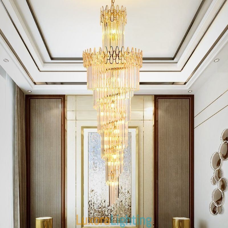 Designer Touch Decorative European Crystal High Ceiling Pendant Light Stairs