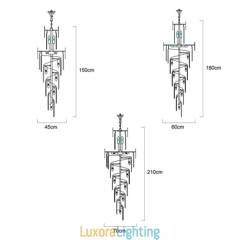 Designer Touch Decorative European Crystal High Ceiling Pendant Light Stairs