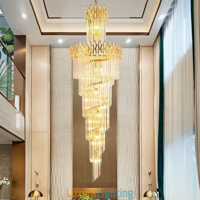 Designer Touch Decorative European Crystal High Ceiling Pendant Light Stairs