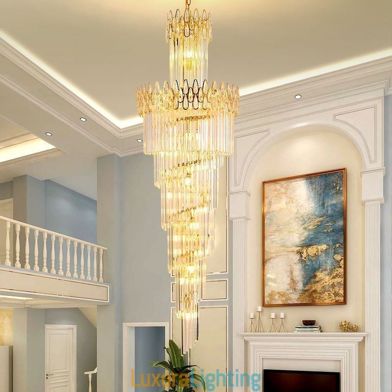 Designer Touch Decorative European Crystal High Ceiling Pendant Light Stairs
