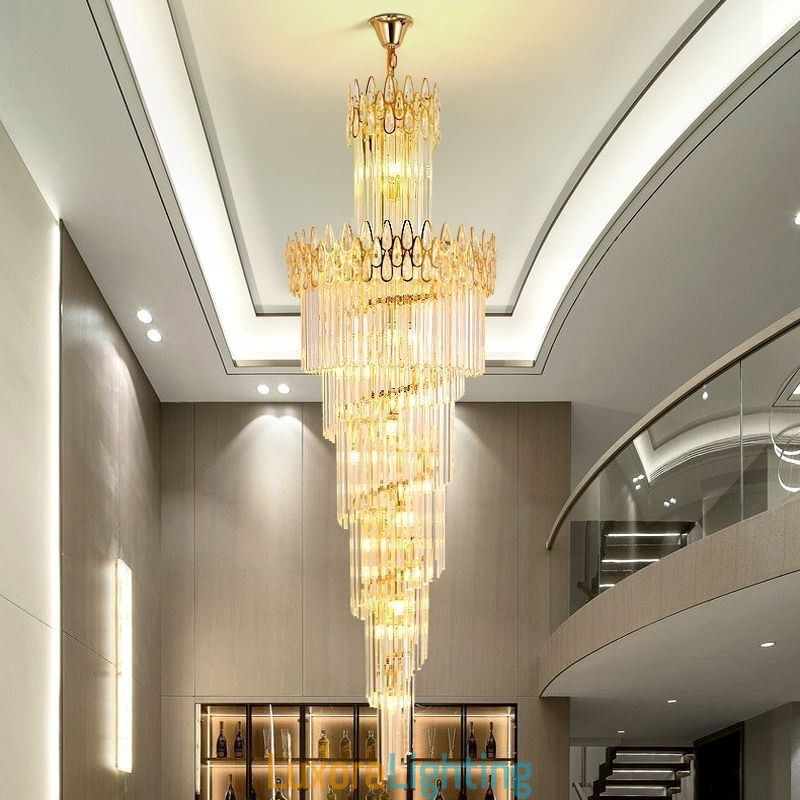 Designer Touch Decorative European Crystal High Ceiling Pendant Light Stairs