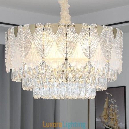 Designer Touch Decorative Crystal Pendant Light Lacy Round Ceiling Lighting Fixture