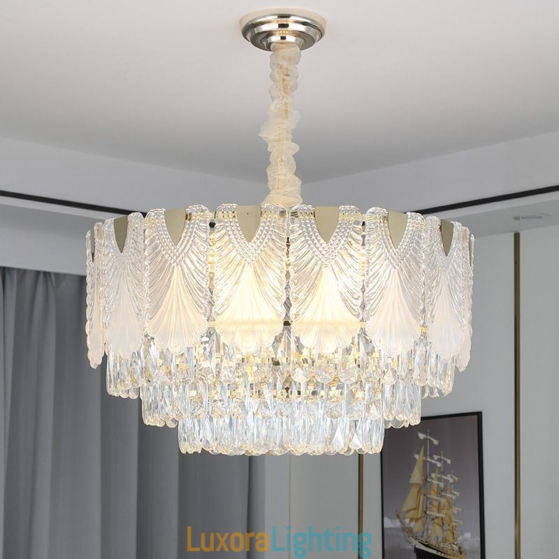 Designer Touch Decorative Crystal Pendant Light Lacy Round Ceiling Lighting Fixture