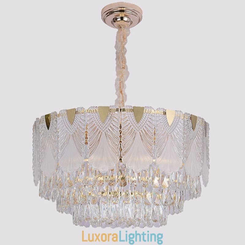 Designer Touch Decorative Crystal Pendant Light Lacy Round Ceiling Lighting Fixture