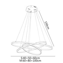 Designer Touch Decorative Modern Pendant Light Aluminum Black 3 Ring Hanging Light