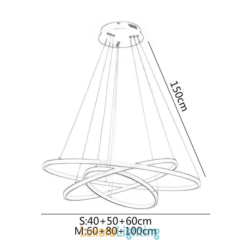 Designer Touch Decorative Modern Pendant Light Aluminum Black 3 Ring Hanging Light