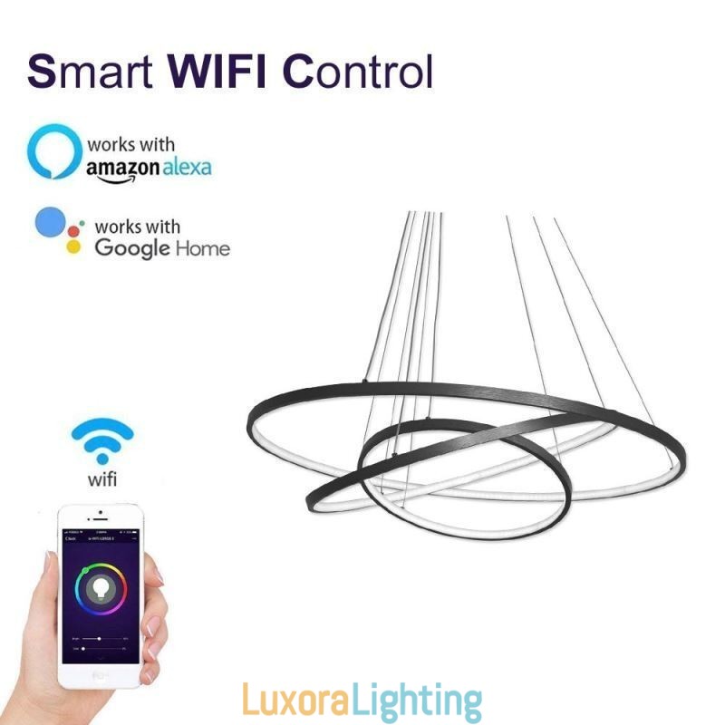 Designer Touch Decorative Modern Pendant Light Aluminum Black 3 Ring Hanging Light